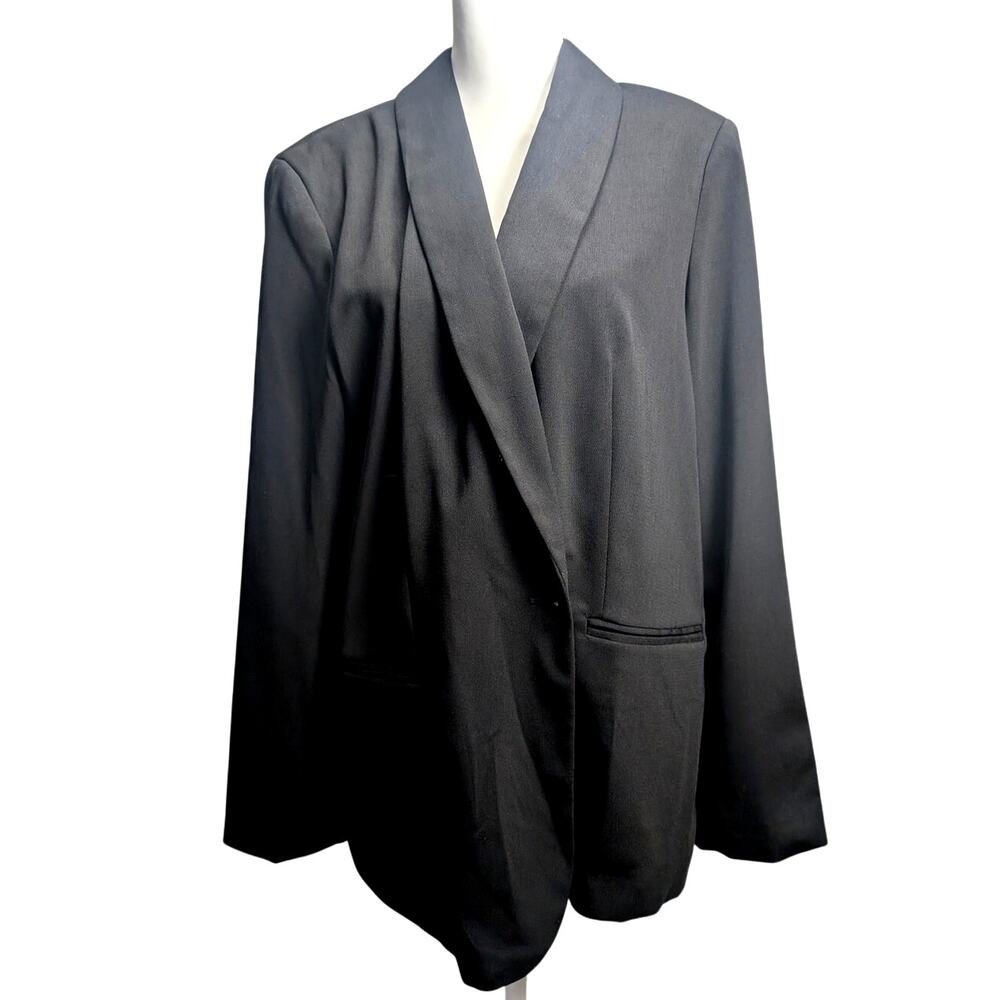 Popsugar Women's Black Essential Blazer Coat Menswear-Inspired Size XXL Casual